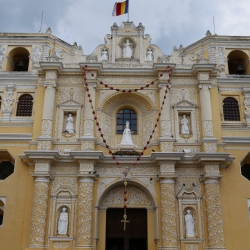 Cathedral with giant rosaries.