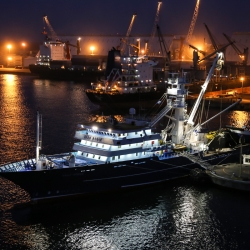 The harbour was lit up as we left port in Guatemala.