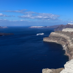 Santorini is a huge volcano caldera.