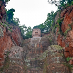 Leshan Buddha. 233 feet tall. Started in 713 ce. Completed in 803 ce.