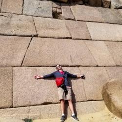 Smooth casing stones near the bottom of the smallest pyramid. They look very similar to stones we've seen in Incan structures in Peru.