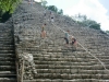 The rope helps weary climbers on the steep stairs.